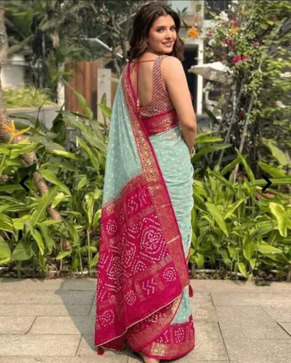 Mint Bandhani Border Saree