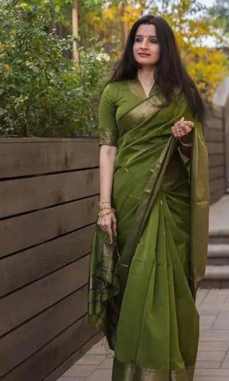 Olive Silk Blend Saree