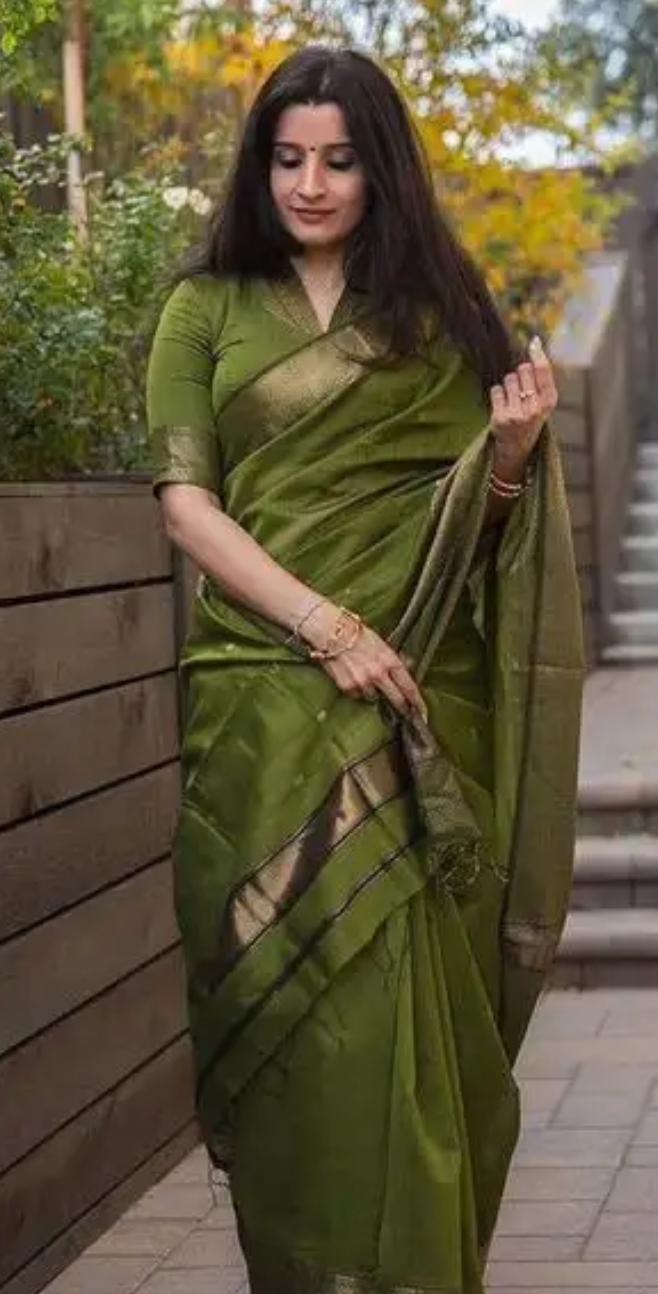 Olive Silk Blend Saree