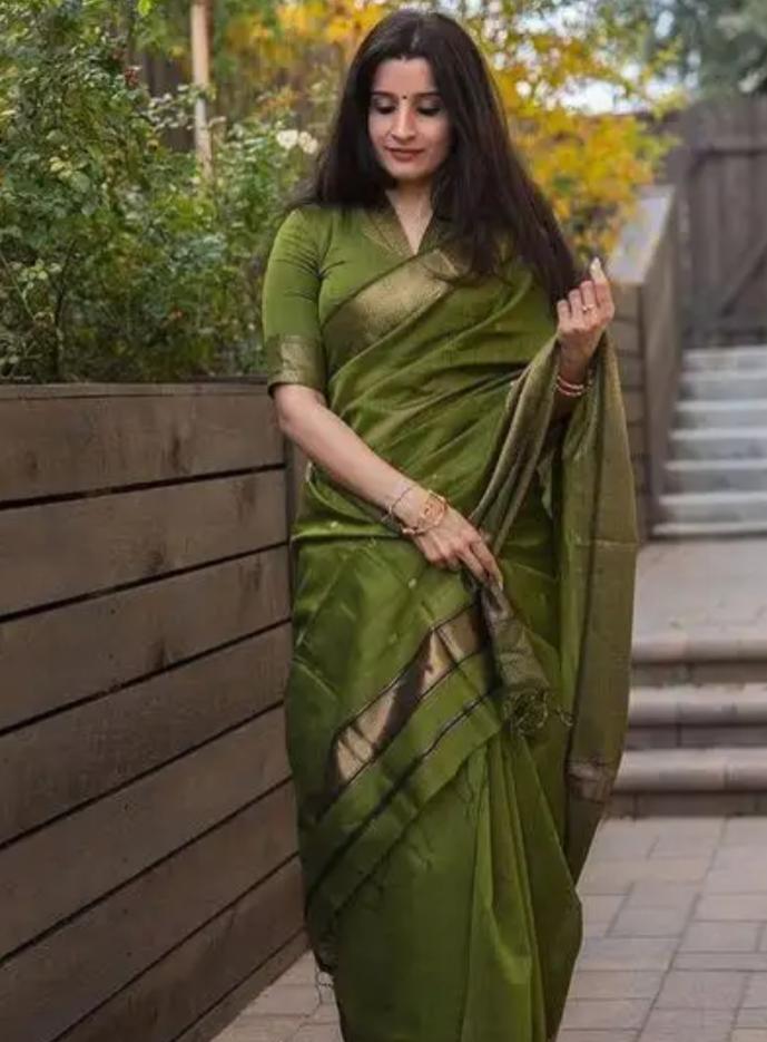 Olive Silk Blend Saree