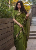 Olive Silk Blend Saree