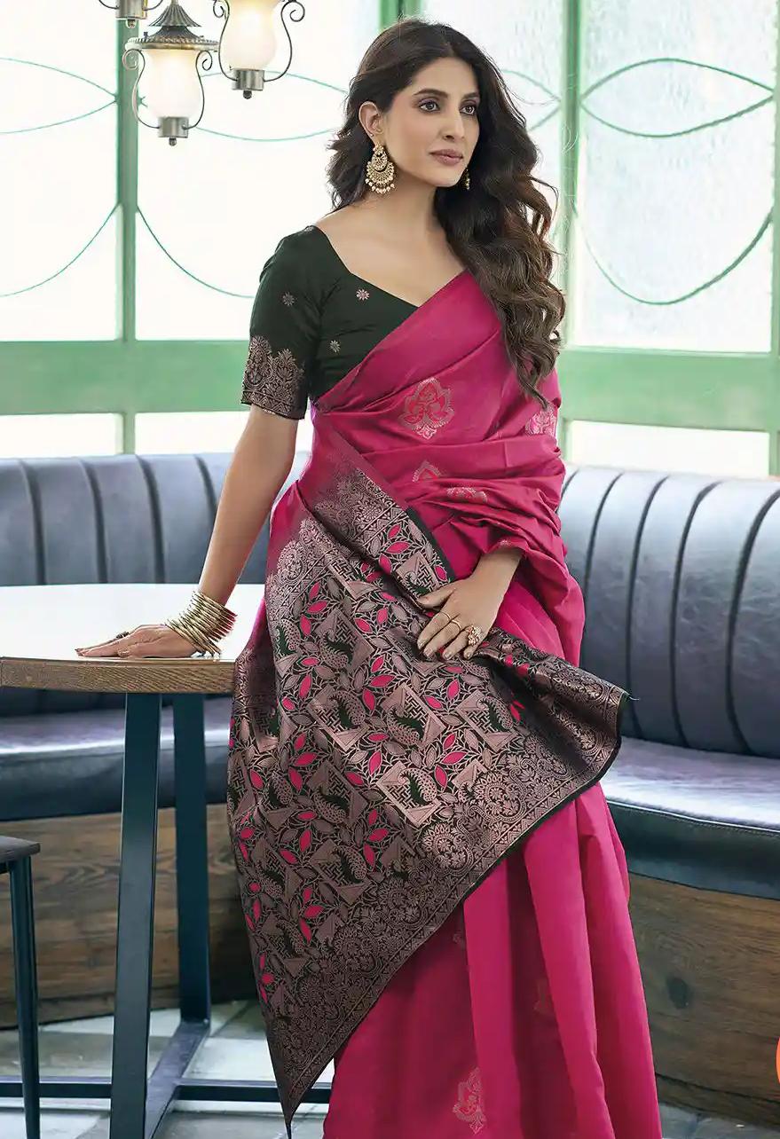 Magenta Art Silk Saree