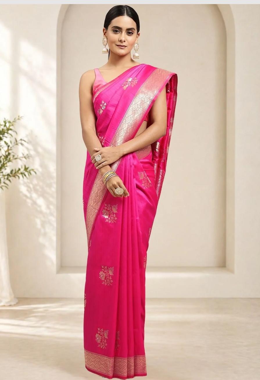 Rani Pink Soft Silk Saree