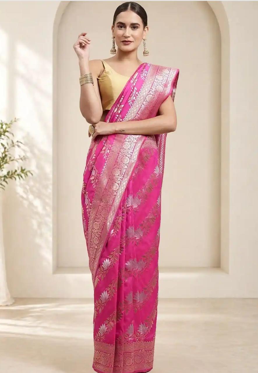Rani Pink Banarasi Saree
