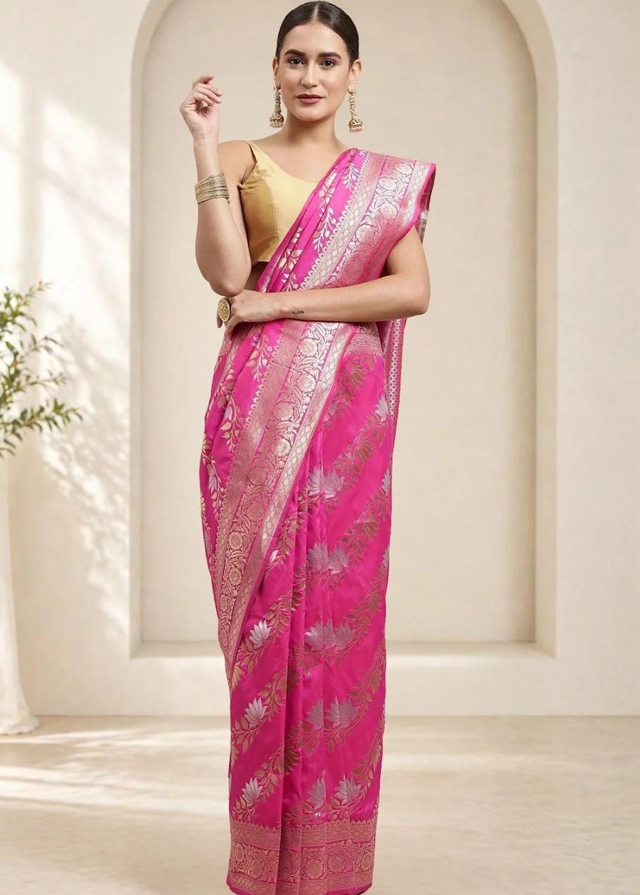 Rani Pink Banarasi Saree
