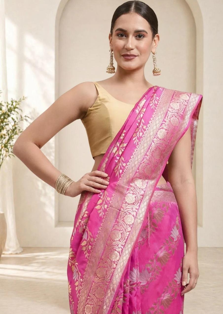 Rani Pink Banarasi Saree
