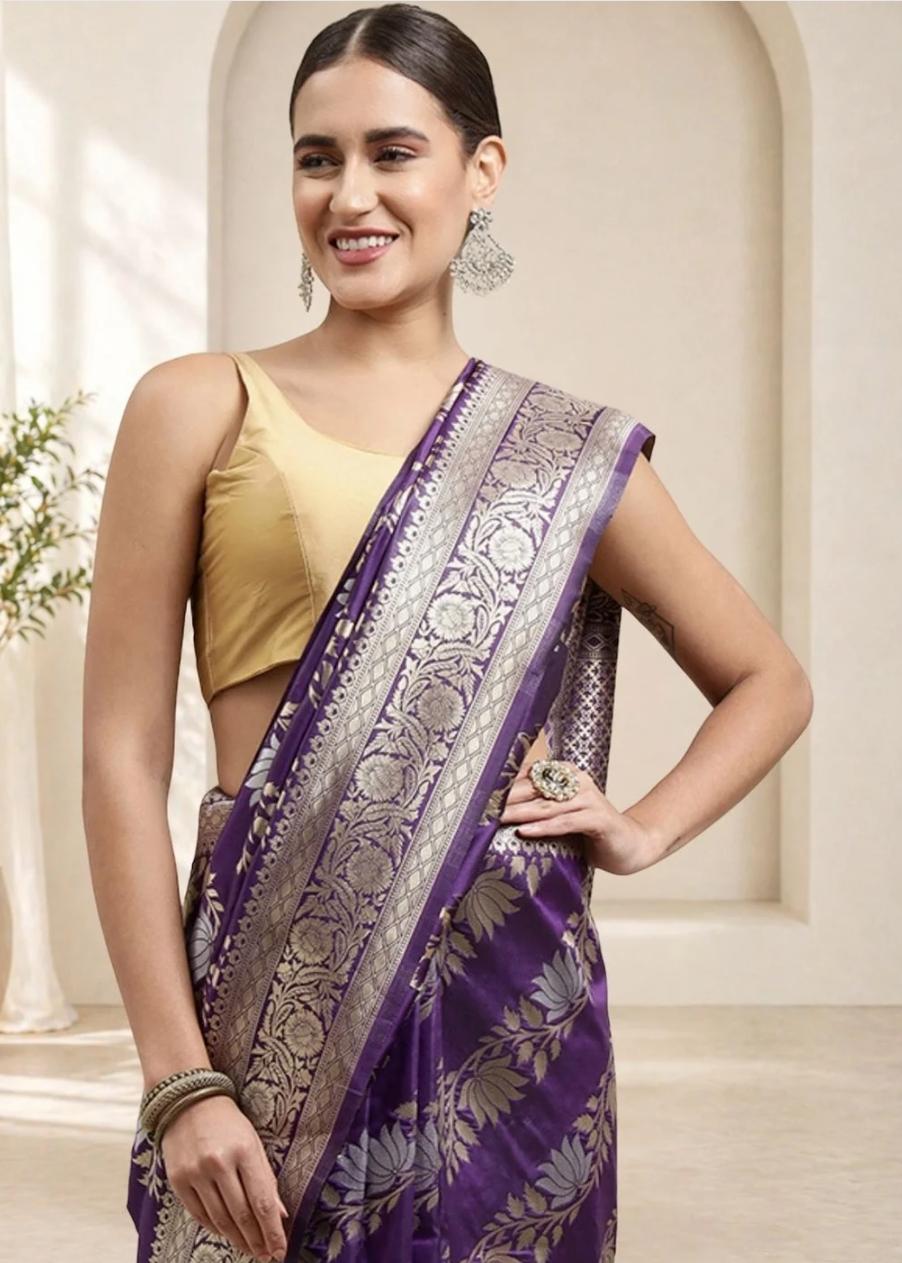 Purple Banarasi Saree