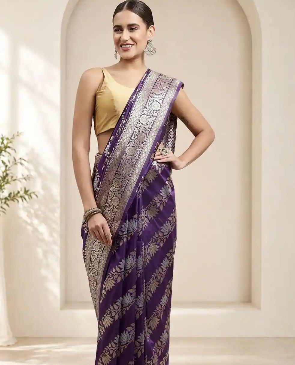 Purple Banarasi Saree