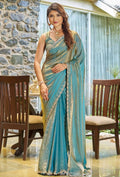 Ice Blue Tissue Saree