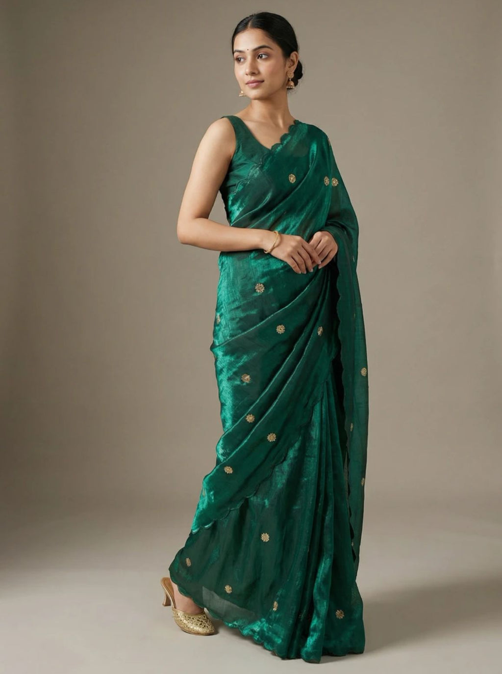 Emerald Shimmer Saree