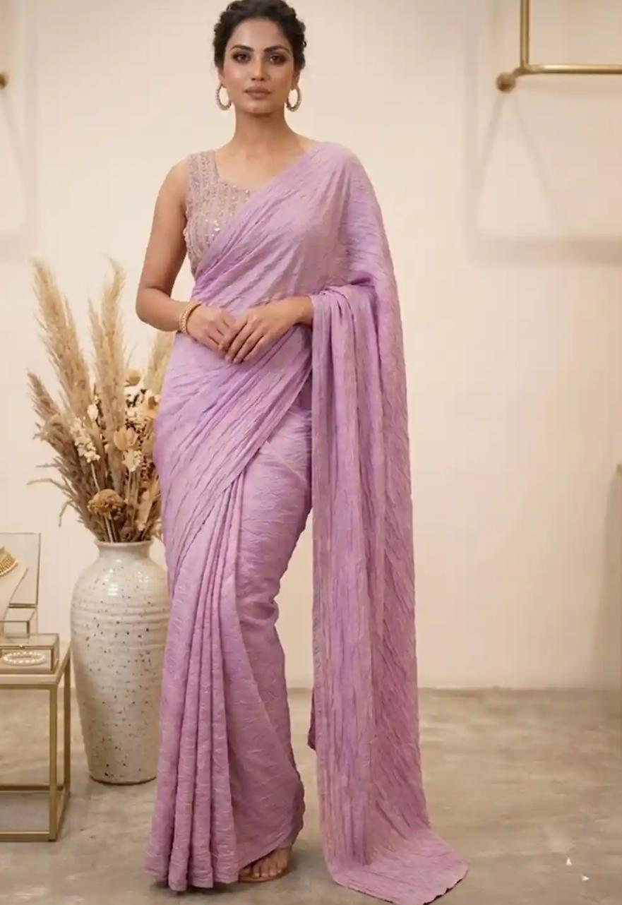 Lavender Crushed Saree