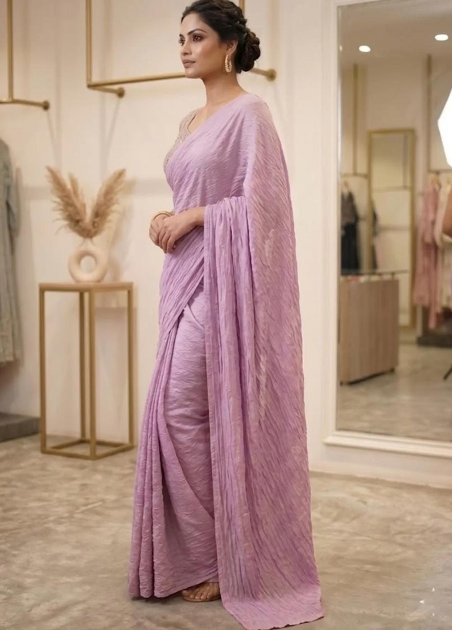 Lavender Crushed Saree