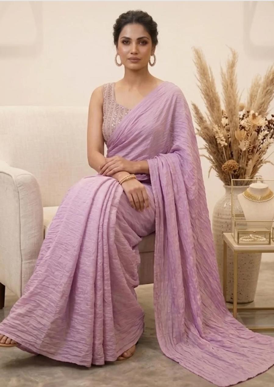 Lavender Crushed Saree