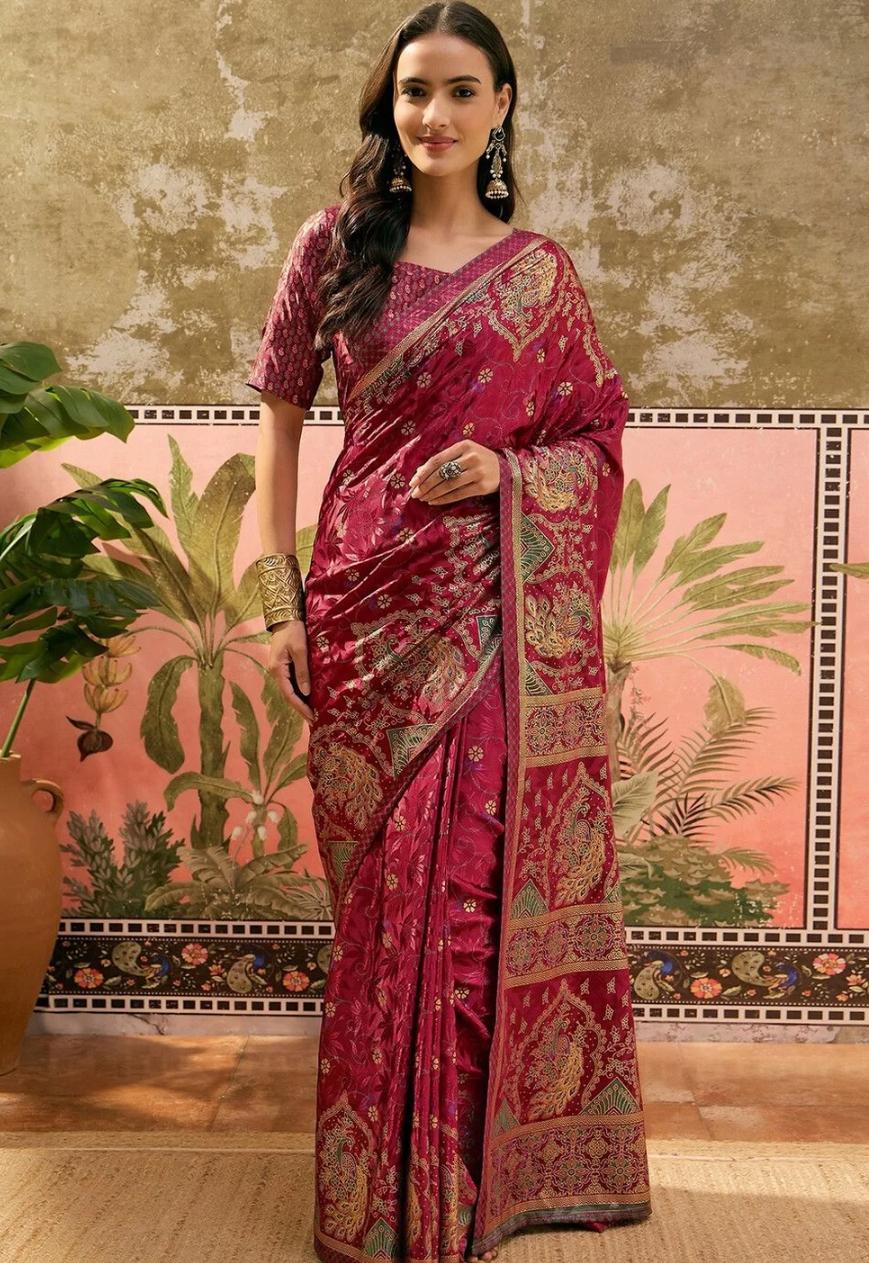 Magenta Banarasi Saree