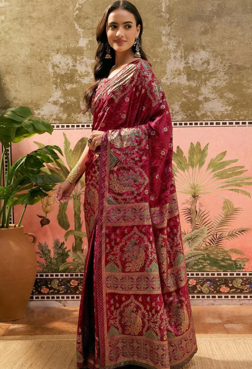 Magenta Banarasi Saree