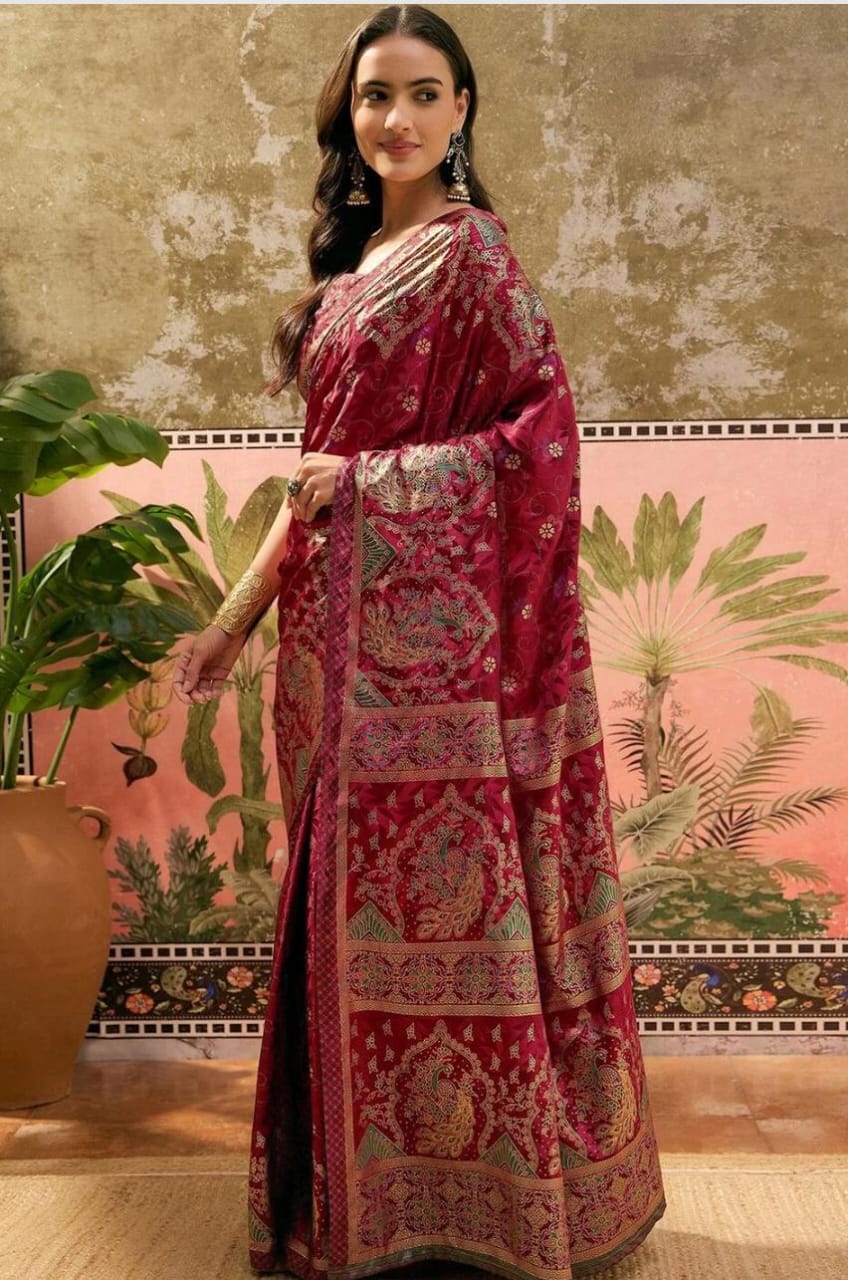 Magenta Banarasi Saree