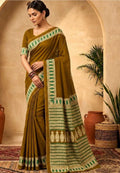Olive Cotton Saree